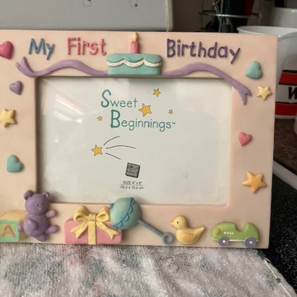 Set Russ Berrie & Co. Baby First Piggy Bank & My First Birthday Frame - Picture 5 of 11